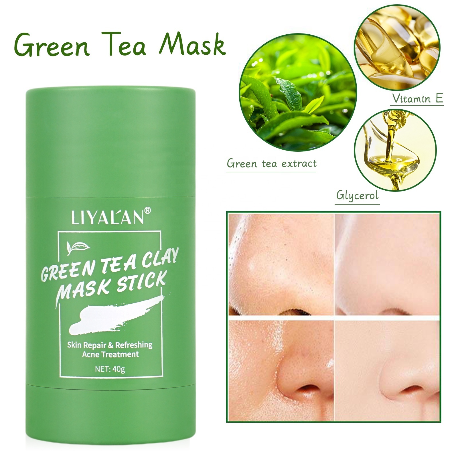 Mask Stick Eggplant Oil Control Rose Face Skin Brighten Clean Clay Purify Blackheads Green Tea Masks Stick