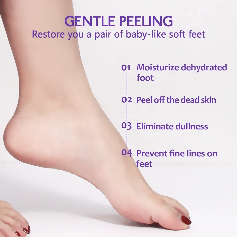 Private Label Foot Nourishing Lavender Herbal Feet Peel Mask SPA Collagen Peeling Foot Mask