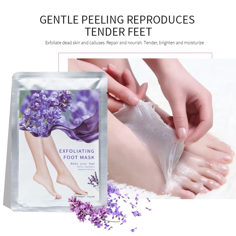 Private Label Foot Nourishing Lavender Herbal Feet Peel Mask SPA Collagen Peeling Foot Mask