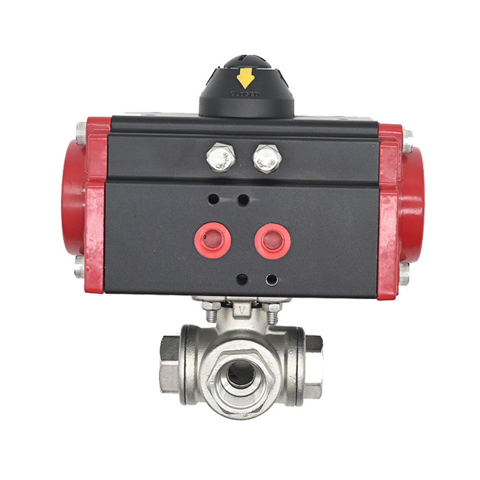 JTAIV 3-way High Platform Stainless Steel  Pneumatic Thread Ball Valve hydraulic valves