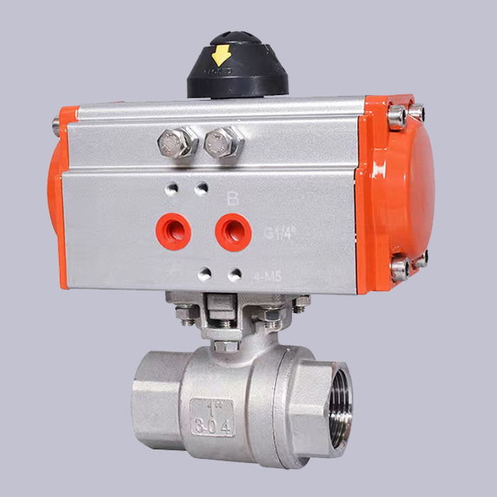 JTAIV Factory Customized Pneumatic Threaded Ball Valve Double Action Stainless steel 304 Flow Control Valve Pneumatic