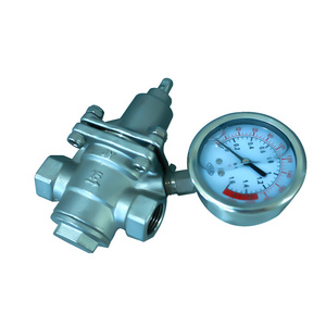 JTAIV DN20 3/4 inch stainless steel High Pressure Reducing Valve Adjustable RV Water Pressure Regulator Valve with Gauge