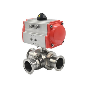 JTAIV Food Grade Stainless steel 304/316 pneumatic Quick Install ball valve 3 Way Sanitary Ball Valve Double/Single Action