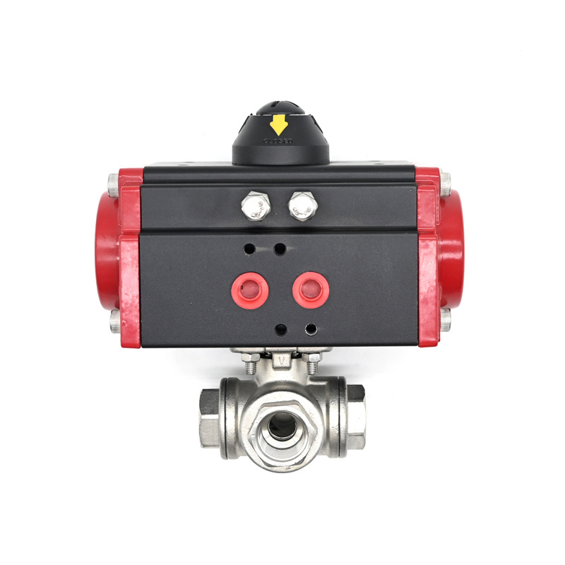 JTAIV Wholesale High Quality DN15-DN50 Stainless steel 304 double acting 3 way pneumatic valve