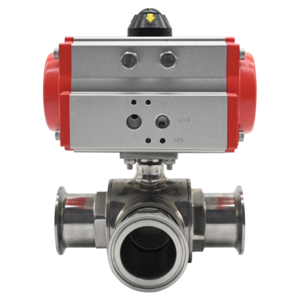 JTAIV Stainless steel 316 Double action Sanitary Quick Install type 3-way food grade pneumatic ball valve