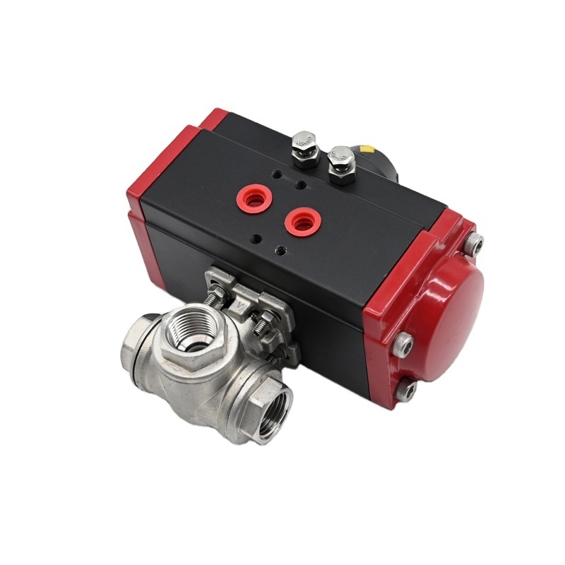 JTAIV Wholesale High Quality DN15-DN50 Stainless steel 304 double acting 3 way pneumatic valve