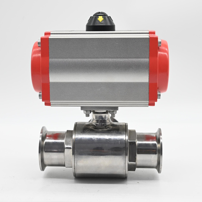 JTAIV Stainless steel 316 Double action Sanitary Quick Install type 3-way food grade pneumatic ball valve