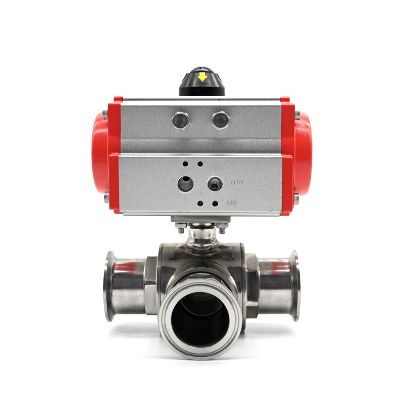 JTAIV Food Grade Stainless steel 304/316 pneumatic Quick Install ball valve 3 Way Sanitary Ball Valve Double/Single Action