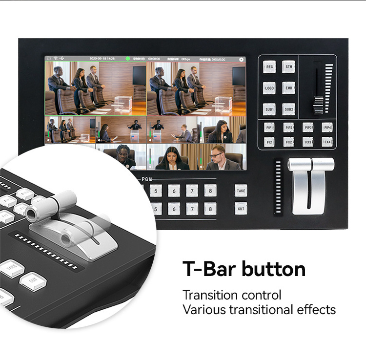 Live Streaming, 11.6 Inch HD screen Broadcast hdmi portable 8 channel video switcher obs hd video seamless switcher