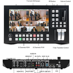 Live Streaming, 11.6 Inch HD screen Broadcast hdmi portable 8 channel video switcher obs hd video seamless switcher