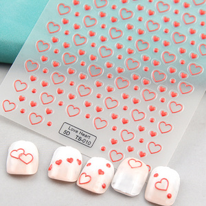 Girls Favor Hearts 5d Nail Stickers Fall In Love Style Embossed Nail Decals Nail Art Accessories