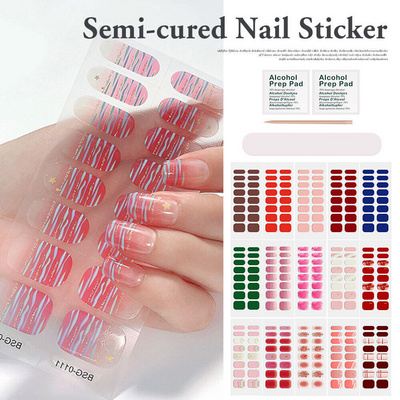 Semi Cured Nail Stickers Gel Nail Polish Strips Long Lasting Self Adhesive Wraps 3d Nail Art Wraps Matte Sticker