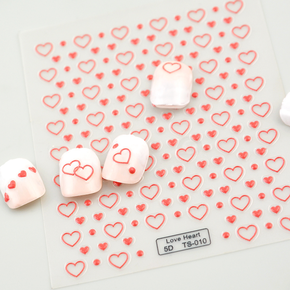 Girls Favor Hearts 5d Nail Stickers Fall In Love Style Embossed Nail Decals Nail Art Accessories