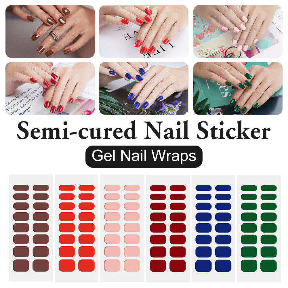 Semi Cured Nail Stickers Gel Nail Polish Strips Long Lasting Self Adhesive Wraps 3d Nail Art Wraps Matte Sticker