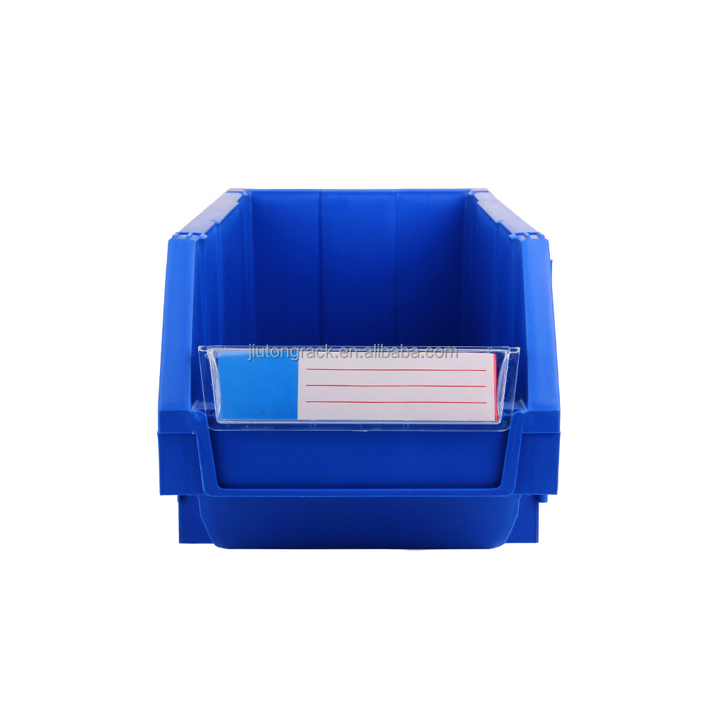 Front-opened stackable plastic storage bins for parts storage