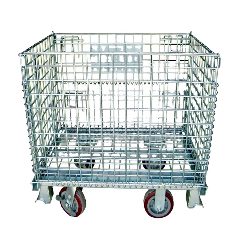 Storage Folding Metal Crate with Wheels