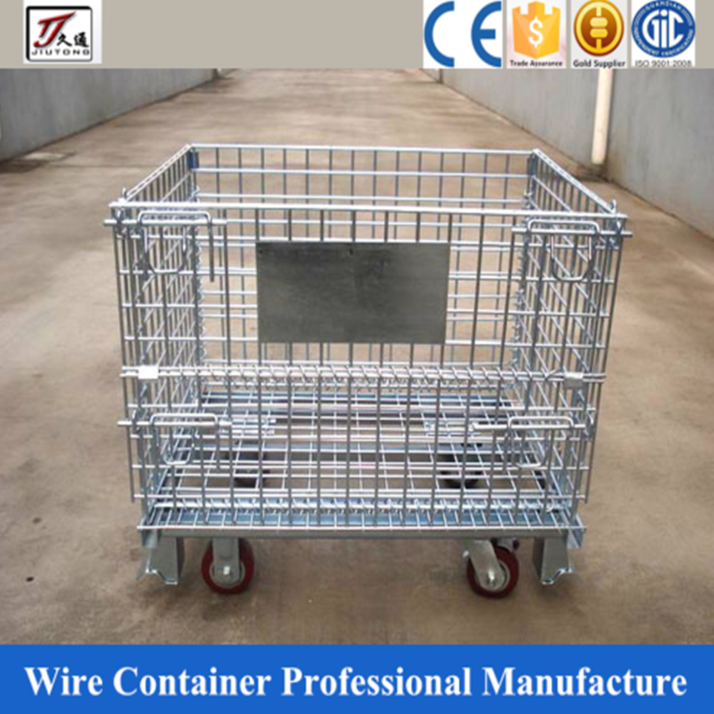 Storage Folding Metal Crate with Wheels