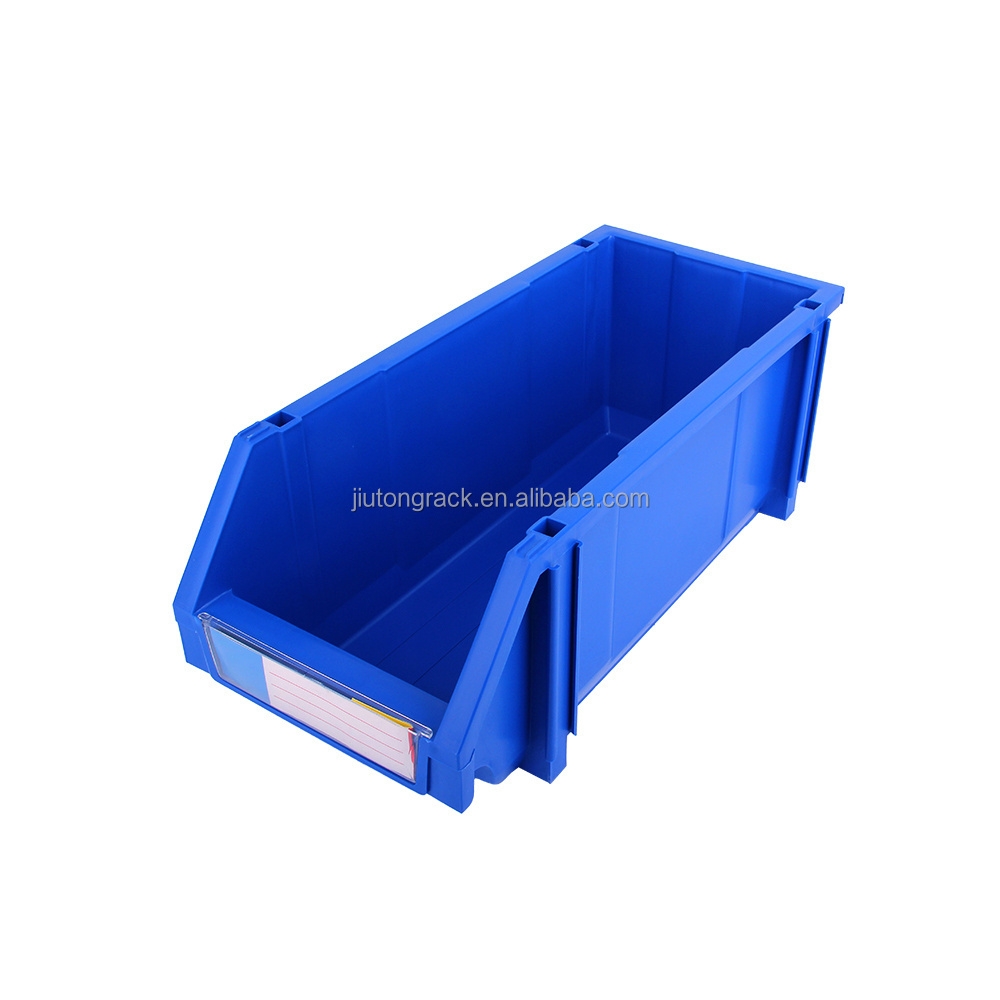 Front-opened stackable plastic storage bins for parts storage