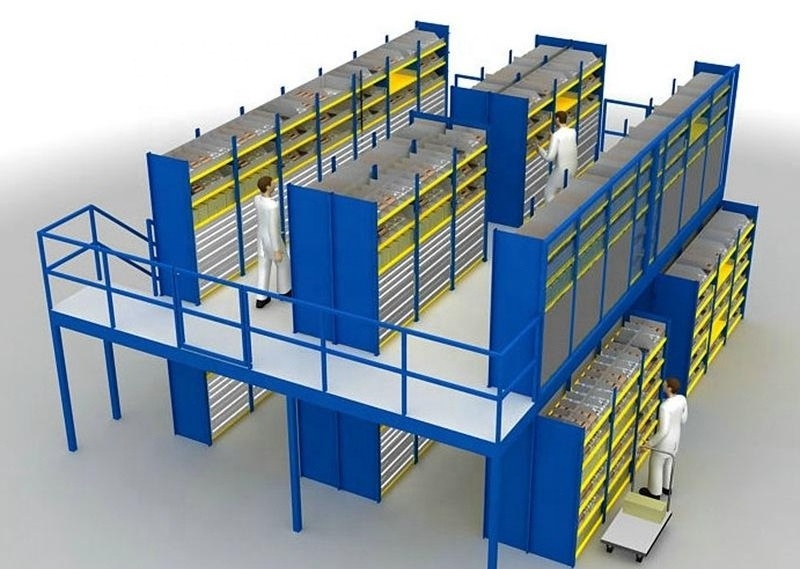 multi-level mezzanine rack with adjustable shelving unit attic warehouse storage shelves