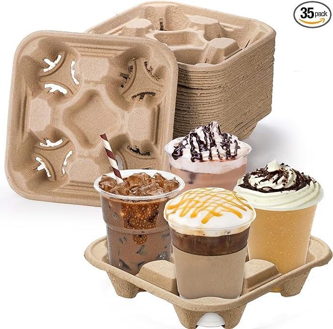 Disposable coffee pod storage cup holder Milk tea takeout packaging paper pulp coffee holder base anti-tip cup holder