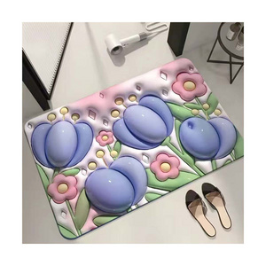 Machine Made Diatom Mud Non Slip Multipurpose Design Custom Logo Print Flower Modern Solid Washable Rubber Shower Bathroom Mat