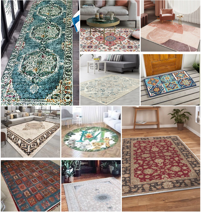 Chenille 3D Printed Persian custom Low Price Carpets and Rugs Retro Oriental Floor Rugs Carpet Door Mat Machine Made Turkey mat