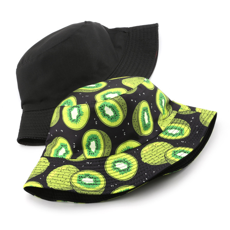 Wholesale Custom All Over Print Fruit Pattern Bucket Cap Double-Sided Summer Pineapple Fisherman Reversible Sun Bucket Hat