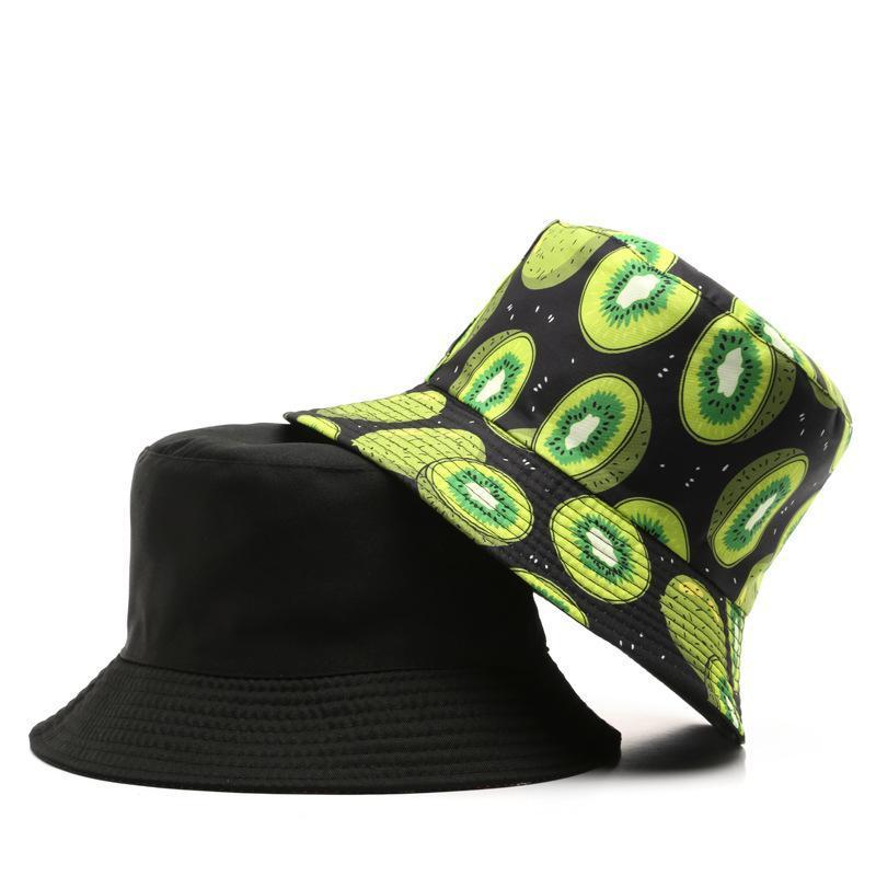 Wholesale Custom All Over Print Fruit Pattern Bucket Cap Double-Sided Summer Pineapple Fisherman Reversible Sun Bucket Hat