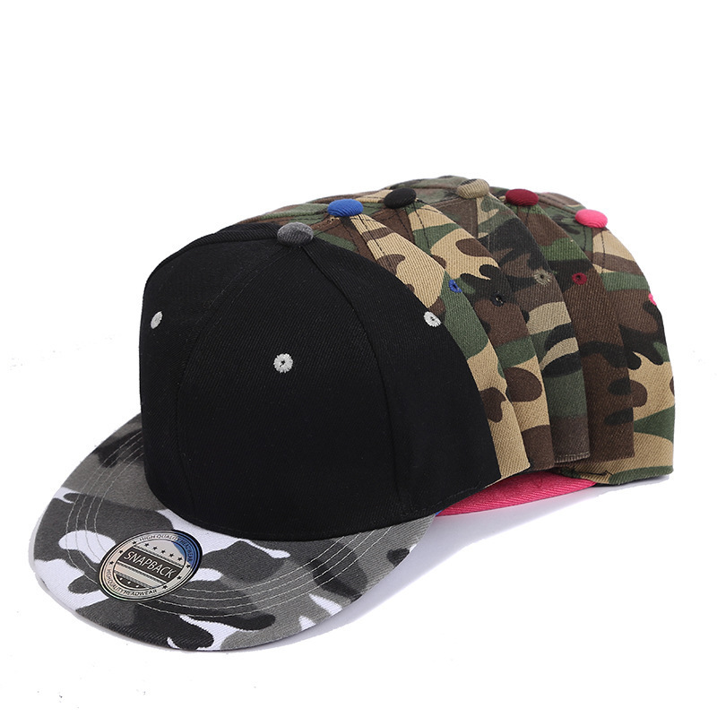 Custom Logo Embroidery Print Flat Brim Hat camouflage Plain Blank Snapback Caps for Men Camo Hip Hop Fitted Baseball Hat