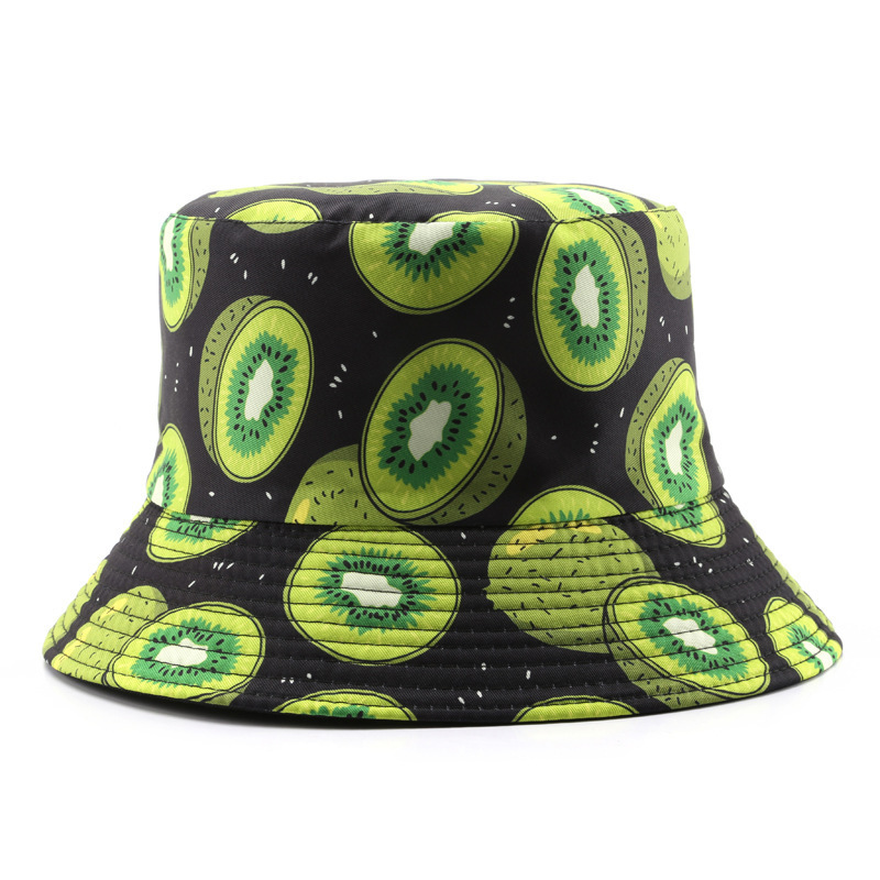 Wholesale Custom All Over Print Fruit Pattern Bucket Cap Double-Sided Summer Pineapple Fisherman Reversible Sun Bucket Hat