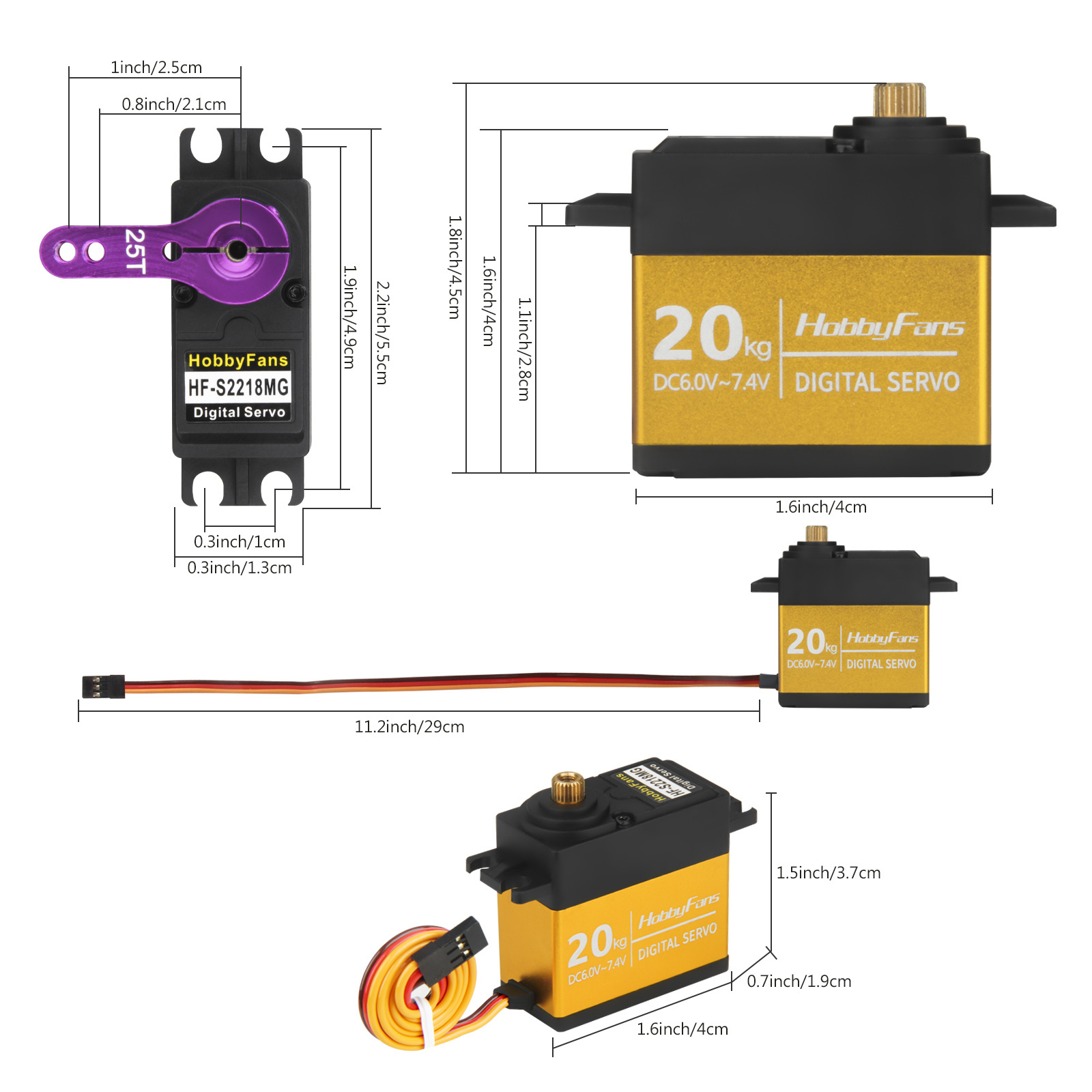 NTFHOBBY  HF-S2218MG 20kg Metal Gear Digital Steering Servo for RC Baja Car Buggy Truck Boat Airplane Helicopter