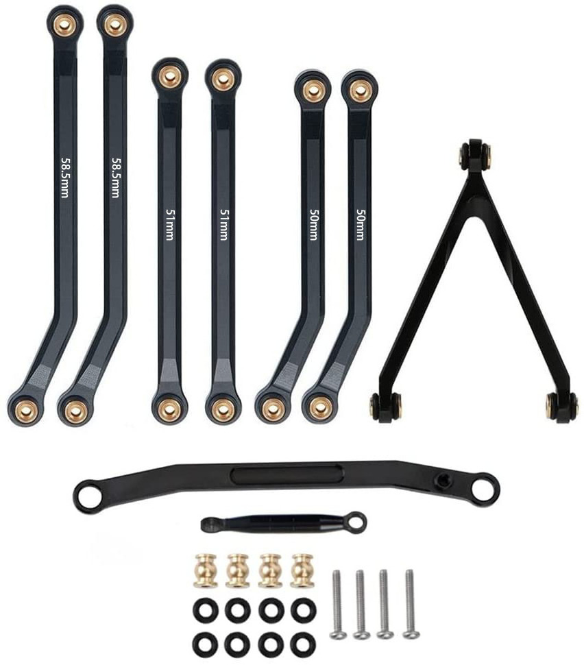 Aluminum Alloy High Clearance Link  Upgrade Parts w/ Steering link for 1/24 RC Crawler Axial scx24 C10 JLU Bronco