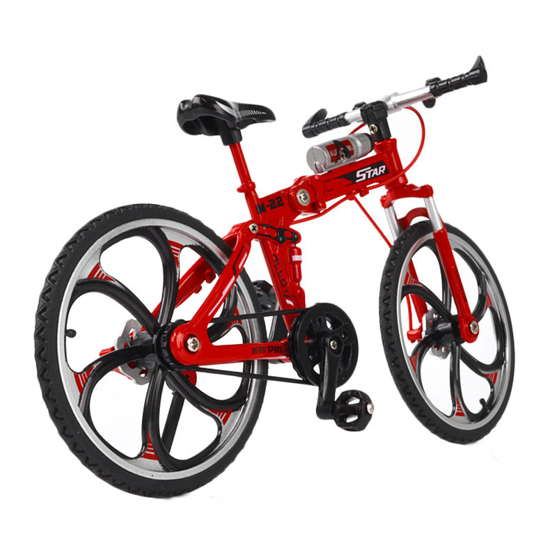 1/8 Scale Aluminum Alloy Mountain Bike for RC Crawler D90 SCX10 Trx4 Ford Bronco Scale Accessories (Red)