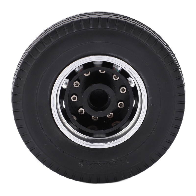 1/14 Scale Tamiya RC Truck Car Upgrade Parts Rubber Tire w/Aluminum Alloy Front Wheel Rims