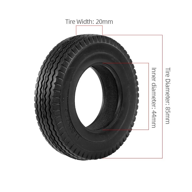 1/14 Scale Tamiya RC Truck Car Upgrade Parts Rubber Tire w/Aluminum Alloy Front Wheel Rims