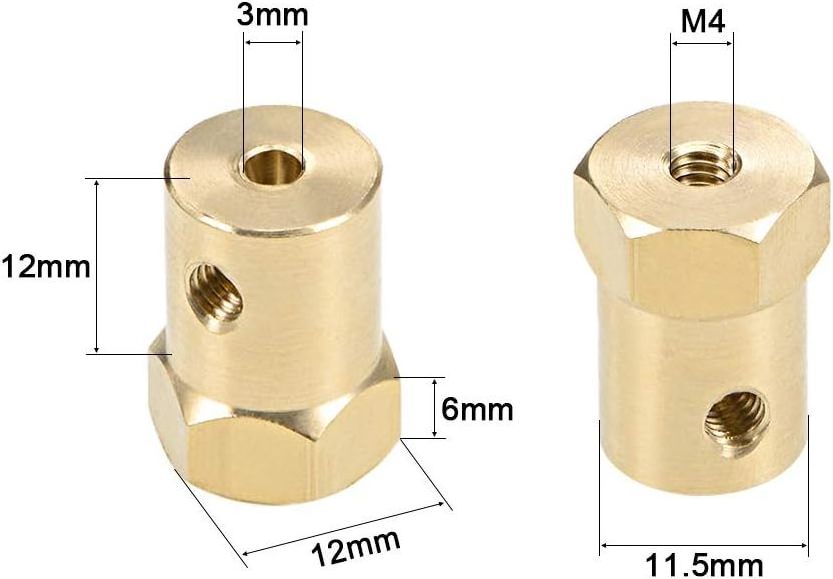 NTFHOBBY Brass Hex Coupling Motor Shaft Connector Coupler For RC Car Boat Hexagon Socket Tires 2-8mm