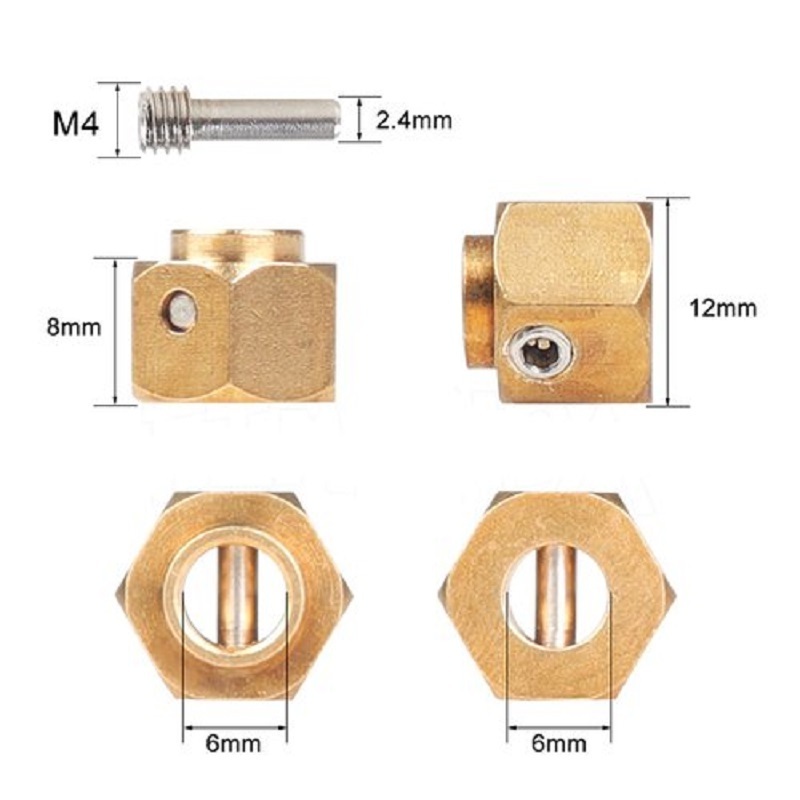 4pcs/set 1/10 rc car crawler for trx4 monster truck 4x4 tamiya accessories 12mm Hex Wheel Hub Brass 11mm Thick