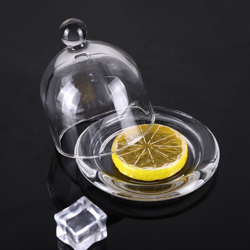 European Style Dish with glass dome lemon set cake plate with cover