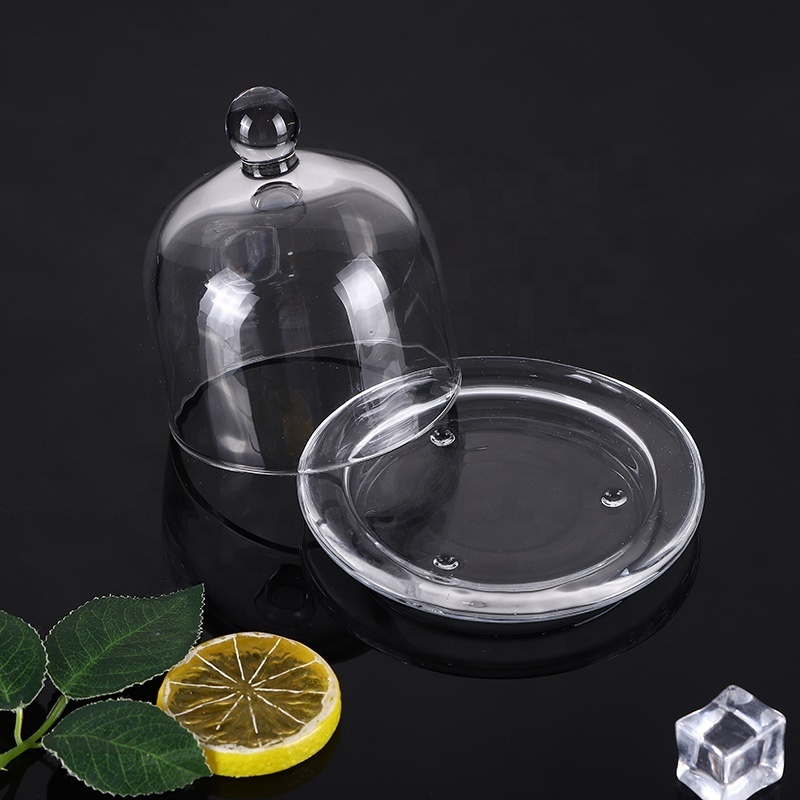 Wholesale Clear Big Glass Fruit Dessert Plate Cake Serving Plate Cake Plate With Dome