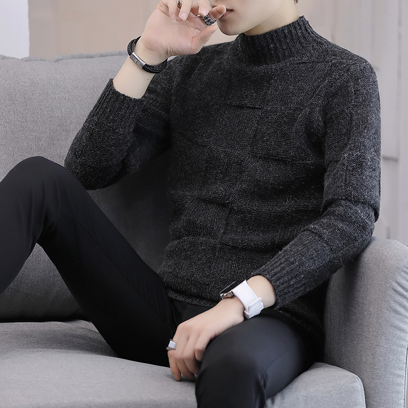 Cashmere Sweater Men Brand Clothing Men Sweaters Pure Color Casual Knit Shirt Autumn Wool Pullover Man High Collar