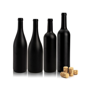 750ML Royal Black Wine Bottles Glass Corks Matte Coated Glass Whiskey Accessory Ceramic Wine Bottles