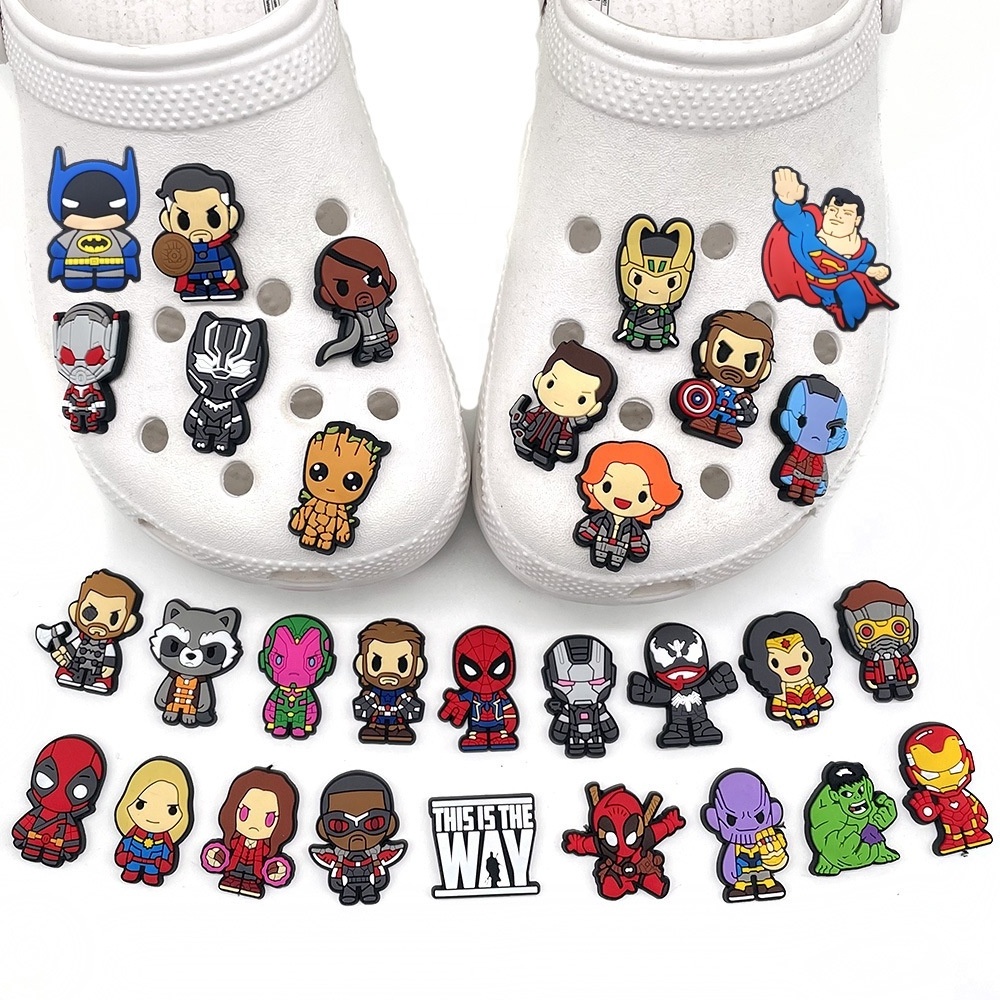 New Arrivals Marvel Super Heroes Pvc Shoe Charms Spider Man Clog Charms for Shoe Decorations