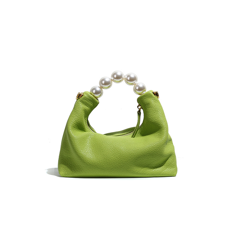 labm wool genuine leather women handbags Fashion Pearl large women underarm cluth bags luxury