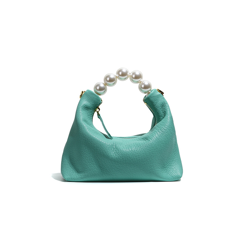 labm wool genuine leather women handbags Fashion Pearl large women underarm cluth bags luxury