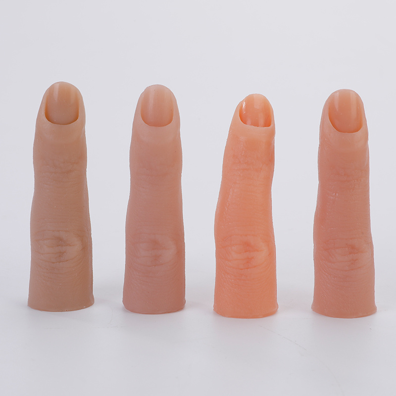 Wholesale Price Liquid Silicone Nail Practice Finger Single Simulation Artificial Finger with 20pcs Tips