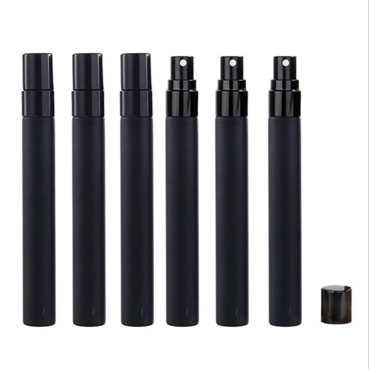 100pcs/lot 10ml Empty Mint Perfume Bottle Spray Black Frosted Glass Bottles Travel  Portable Atomizer  Mini Refillable Bottles