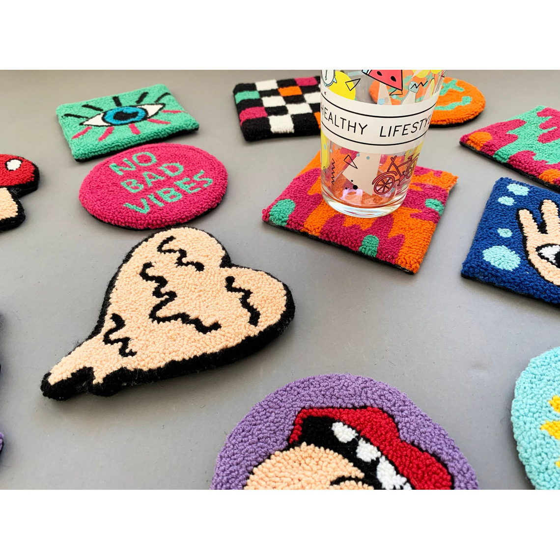 Wholesale Spoof Kitchen Patches Custom 3D Eccentric Embroidery Gift Needle Cup Mat