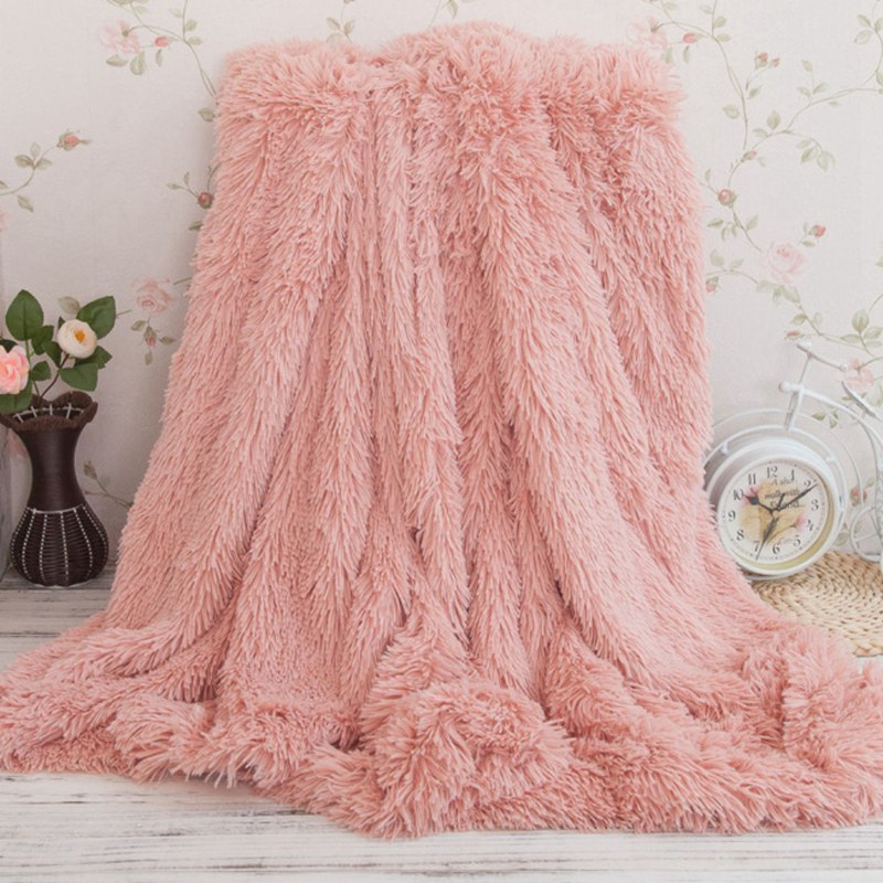 Customized Solid Faux Fur Cozy Fluffy Soft Warm Plush Flannel Mink Blankets Throw for Winter