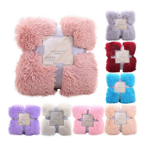 Customized Solid Faux Fur Cozy Fluffy Soft Warm Plush Flannel Mink Blankets Throw for Winter