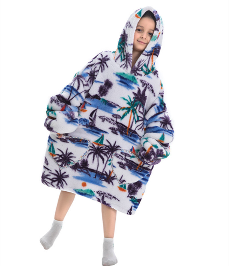 Custom Cozy Thick Outside Sportswear TV Super Soft Printed Logo Stitch Kids Oversized Hoodie Blanket